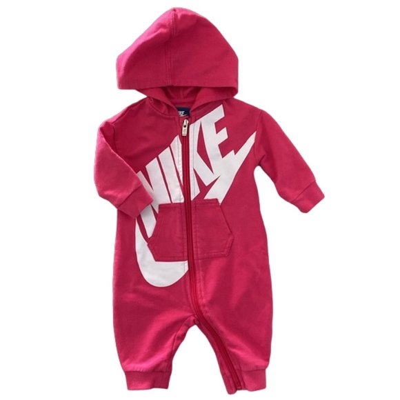 Nike Logo Hooded Pink Jumpsuit 3-6 Months - Picture 10 of 12